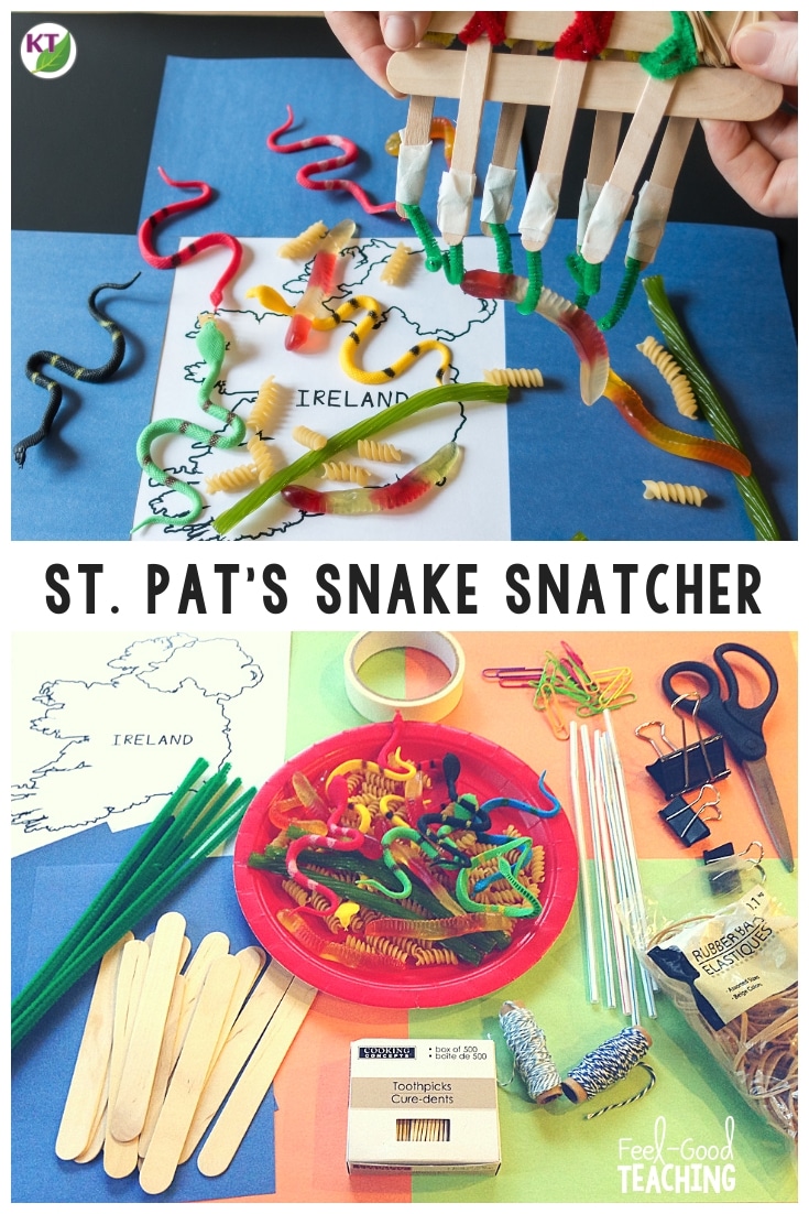 St. Patrick's Day STEM Challenges are the perfect spring activity! In this STEM Challenge, students design and build a tool to get the snakes out of Ireland. It's a great lead into lessons on camouflage and mimicry. A video walk-through and modifications are included to help you make the challenge engaging and productive for students in grades 2 - 8. Click through to the blog to learn more!