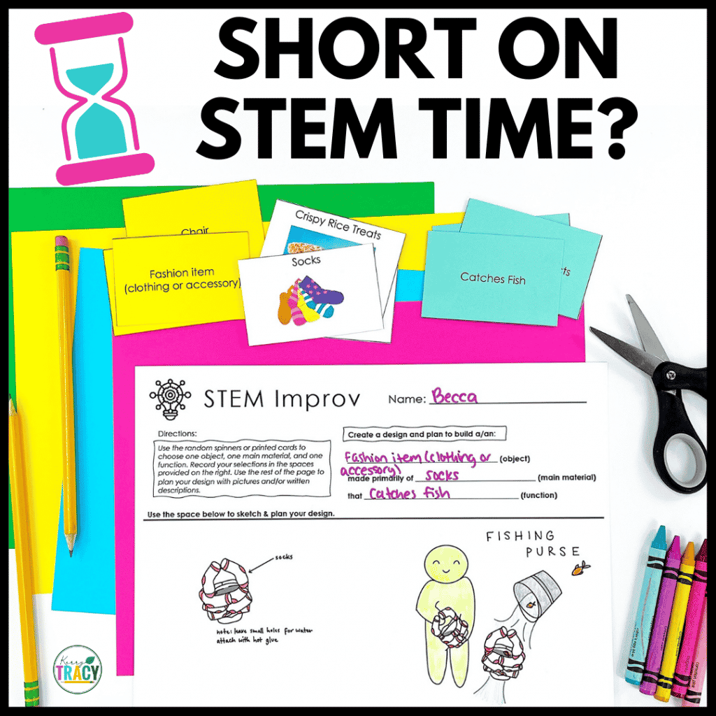 Student selected from 3 STEM Categories and drew a design for a fashion item made of socks that catches fish